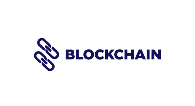 Blockchain technology logo with chain links.