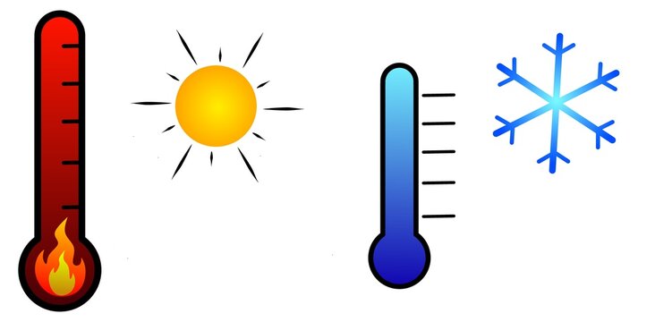 Hot and Cold Temperature Thermometer Icons