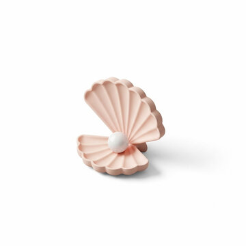 White Pearl Resting Inside Open Pink Scallop Shell