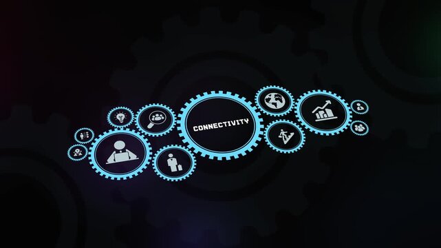 Digital connectivity network icon with data transmission symbols for high speed internet and wireless communication.