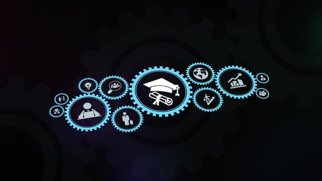 Education icon design with academic symbols and learning concepts for online school and university training courses.