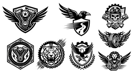 Fototapeta premium Emblems and logos with animal designs.