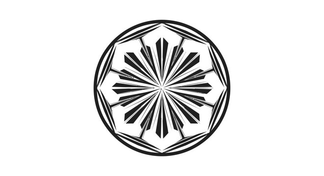 Geometric Harmony: A symmetrical geometric design, with clean lines and striking contrast, radiates outward from a central point, evoking a sense of balance and aesthetic appeal.
