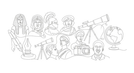 Obraz premium Historical Figures Collage: Ancient Civilizations to Modern Science