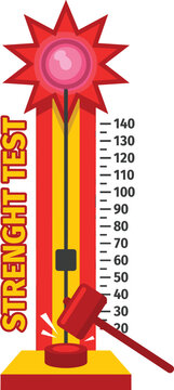 Strength Test High Striker Carnival Game Illustration with Hammer and Bell