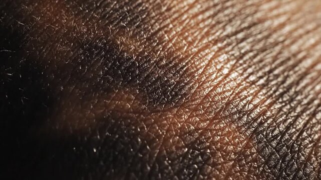 Close up macro view of textured brown human skin