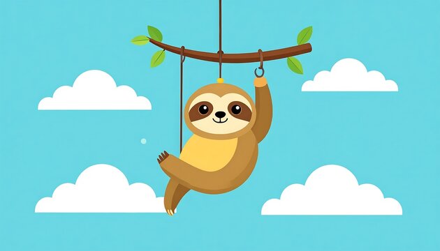 Cute Sloth Hanging from Branch Swing.