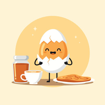Happy cartoon egg character with a smiling face and cheerful expression.