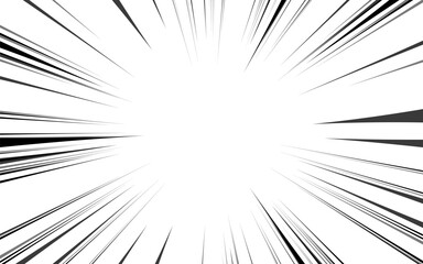 Naklejka premium Background illustration of Comic Radial Speed Lines, monochrome vector graphic effects