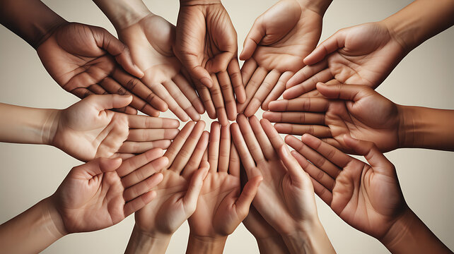 Hands forming circle of unity symbolizing innovation and digital transformation
