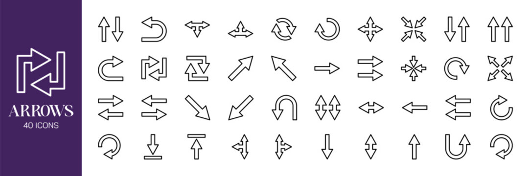 Arrow Icons Set with Directional Pointers Collections, Doodle Style Navigation Symbols. Black Arrow vector .