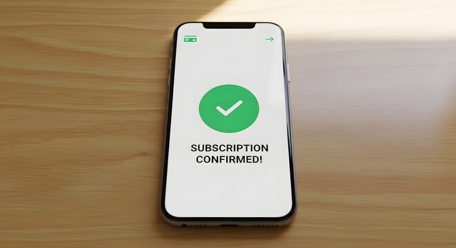 Subscription payment confirmation with glowing dollar and secure check icons