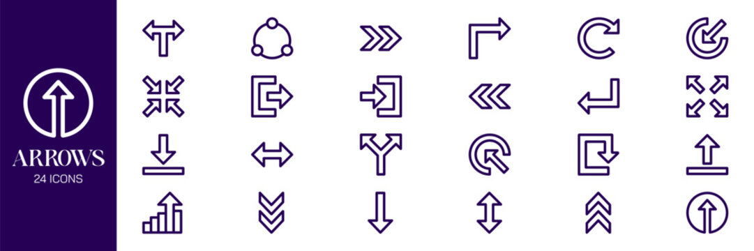 Arrow Icons Set with Directional Pointers Collections, Doodle Style Navigation Symbols. Black Arrow vector .