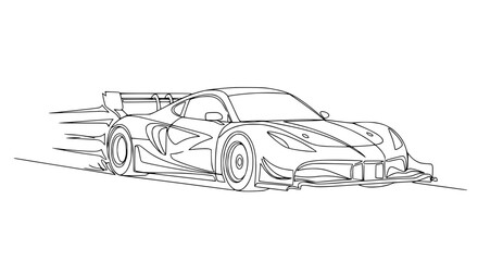 Obraz premium Speeding Race Car Drawing, Dynamic Motion Blur, Automotive Art, Vector Illustration
