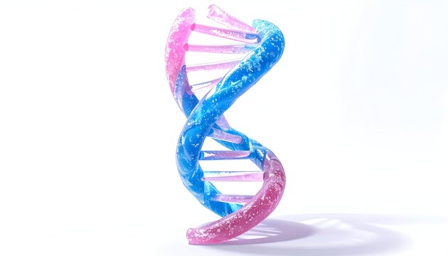 Colorful DNA Double Helix Model on White Background - Science and Genetics.