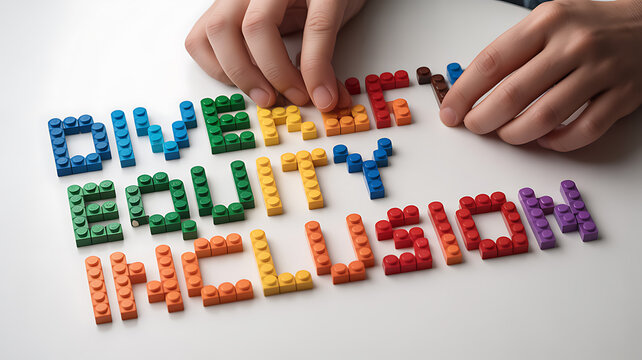 Hands arranging colorful blocks spelling words perfect for social media campaigns and vlogs