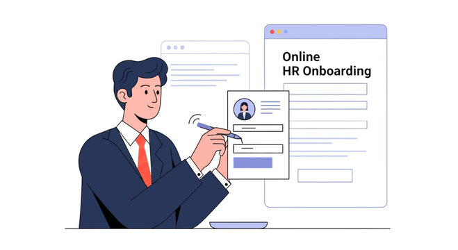 HR onboarding process online via digital forms and tablet