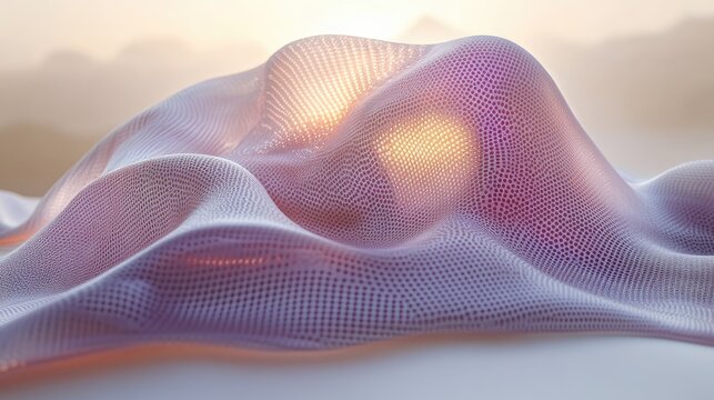Abstract Dotted Surface Waves with Warm Illumination in Soft Pastel Colors