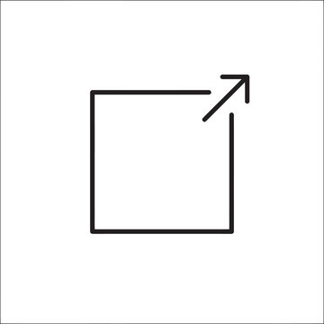 Linear Square Vector Icon with a Diagonal Arrow Indicating Redirection External Link Export Forward Movement and Screen Extension Concepts