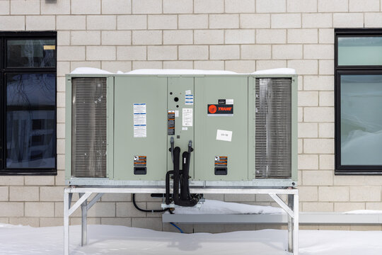 Canada, 25 January 2026 : HVAC Unit on Snowy Ground