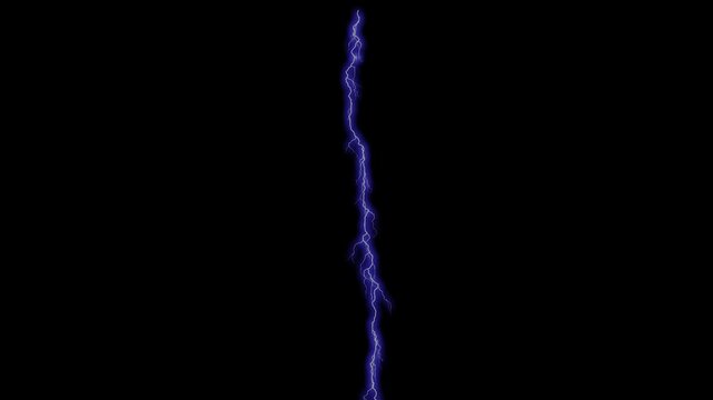 Blue Lightning Strike on Black Background - Electrical Discharge