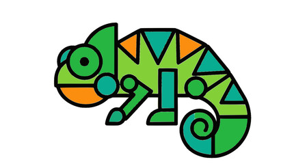 Obraz premium Chameleon flat vector illustration