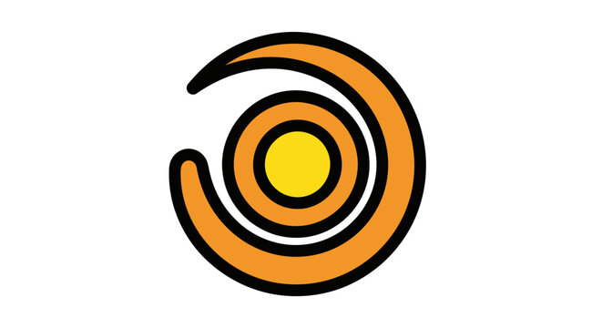 Vibrant orange swirl graphic design element.