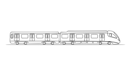 Modern Subway Train Drawing, Outline Illustration of Urban Public Transport © Lancar