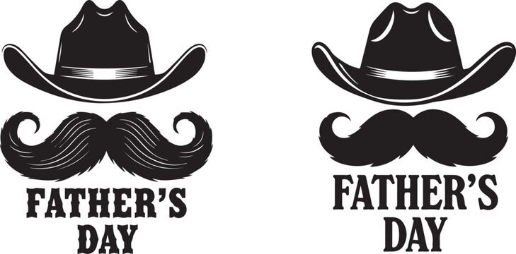 Father's Day graphic design with cowboy hat and mustache silhouette