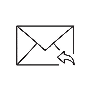 Minimalist Linear Vector Icon of a Closed Mail Envelope with Return Arrow Representing Message Backtrack Resend and Outbox Delivery Options