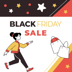 Naklejka premium Black friday sale shopping illustration