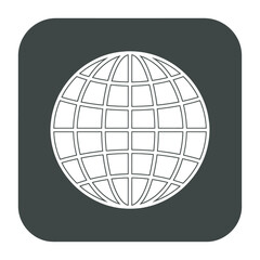 Obraz premium Clean Vector Illustration of Globe Sphere with Grid Lines on Dark Square Plate for World Internet Web and Global Enterprise Business Icons