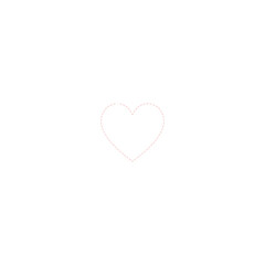 Obraz premium Minimalist Red Dashed Line Heart Icon Vector Illustration on White Background for Valentine Day Design and Love Concepts