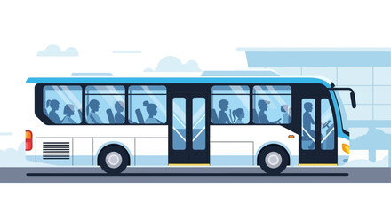 Modern Bus with Passengers Traveling in City Transportation © Diran