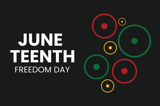 Creative Juneteenth design with abstract circle patterns and dark modern background for eyecatching cultural celebration content.