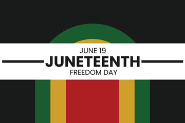 Fototapeta premium Elegant Juneteenth banner with layered stripe elements and bold typography for impactful freedom celebration visuals.