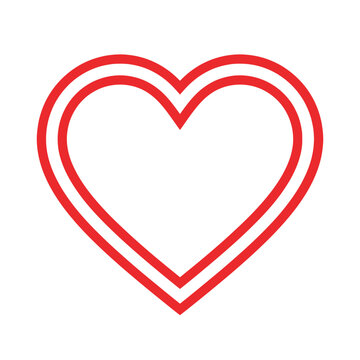 Bold Red Outline Double Heart Shape Vector Graphic Asset for Valentine Celebration Social Media Banner and Holiday Invitation Design