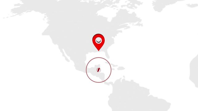 Belize Location Pin on World Map for Travel Concept