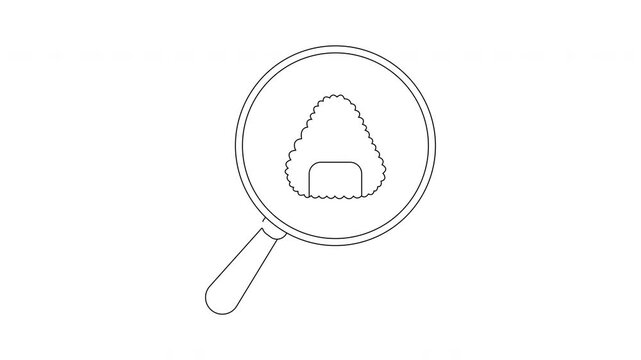 Onigiri food search icon outline animation loop.