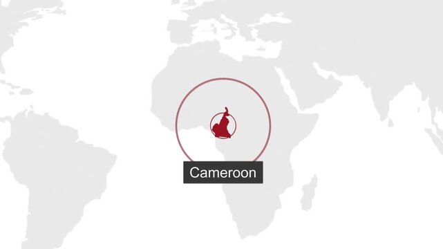 Cameroon Geographic Location on Minimal World Map Animation