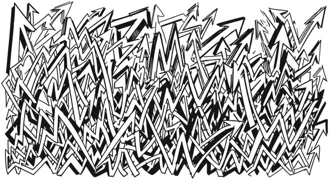 Chaotic Arrows Pointing in Many Directions Abstract Art.