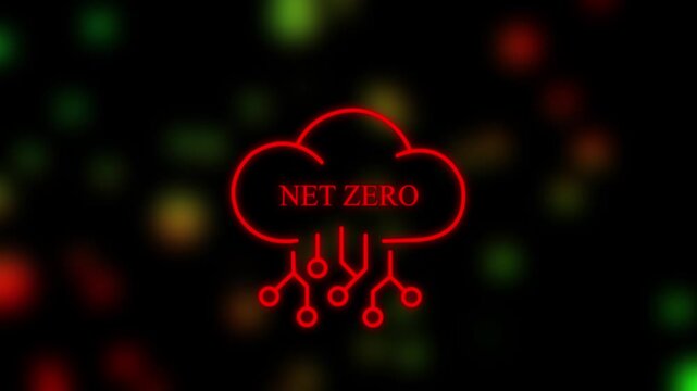 net zero cloud computing sustainable technology concept animation background green energy digital transformation and eco innovation 4k motion graphic