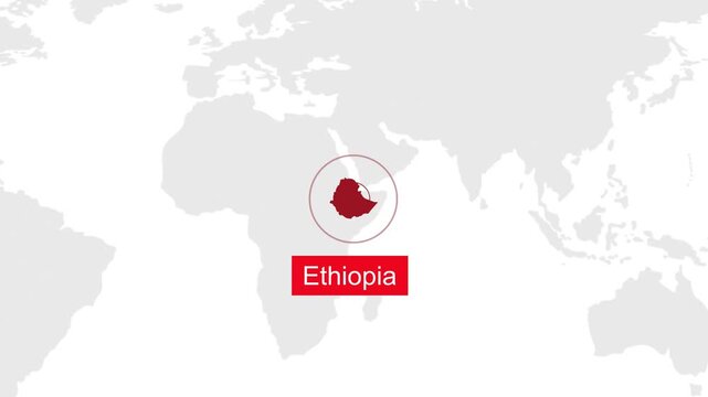 Ethiopia Location on World Map with Pin Marker Illustration