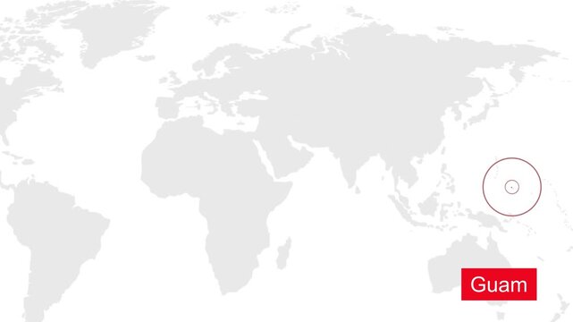 Guam Map Location Pointer Animation on World Map