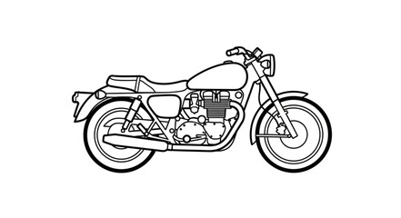 Classic Motorcycle Line Drawing Illustration. © arjuna davin