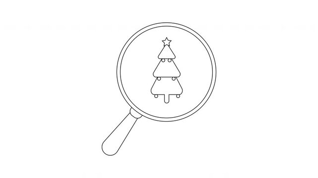 Christmas Tree Search Icon Simple Line Art Animation.