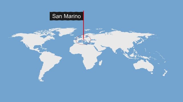 San Geographic Location on Minimal World Map Animation