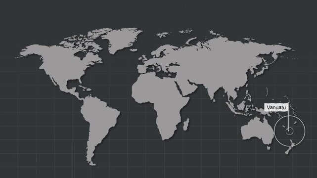 Vanuatu Map Highlight Zoom Animation Geography Concept