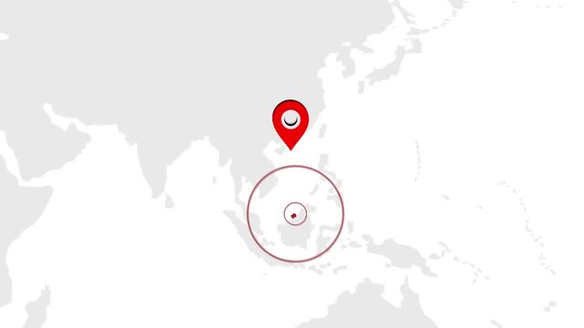 Brunei Location Pin on World Map for Travel Concept