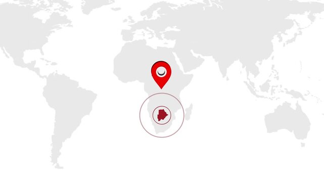 Botswana Location Pin on World Map for Travel Concept
